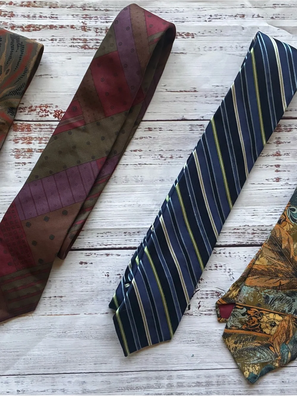 Classic Navy & Green Striped Men's Ties Vintage Bundle